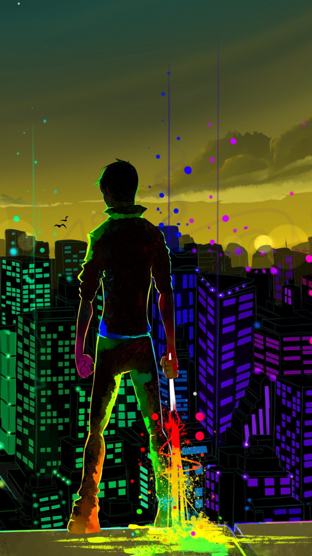 Big City Colorful Illustration wallpaper 1080x1920