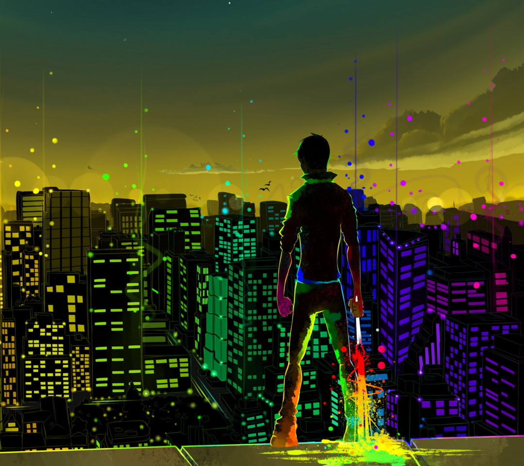 Big City Colorful Illustration wallpaper 1080x960