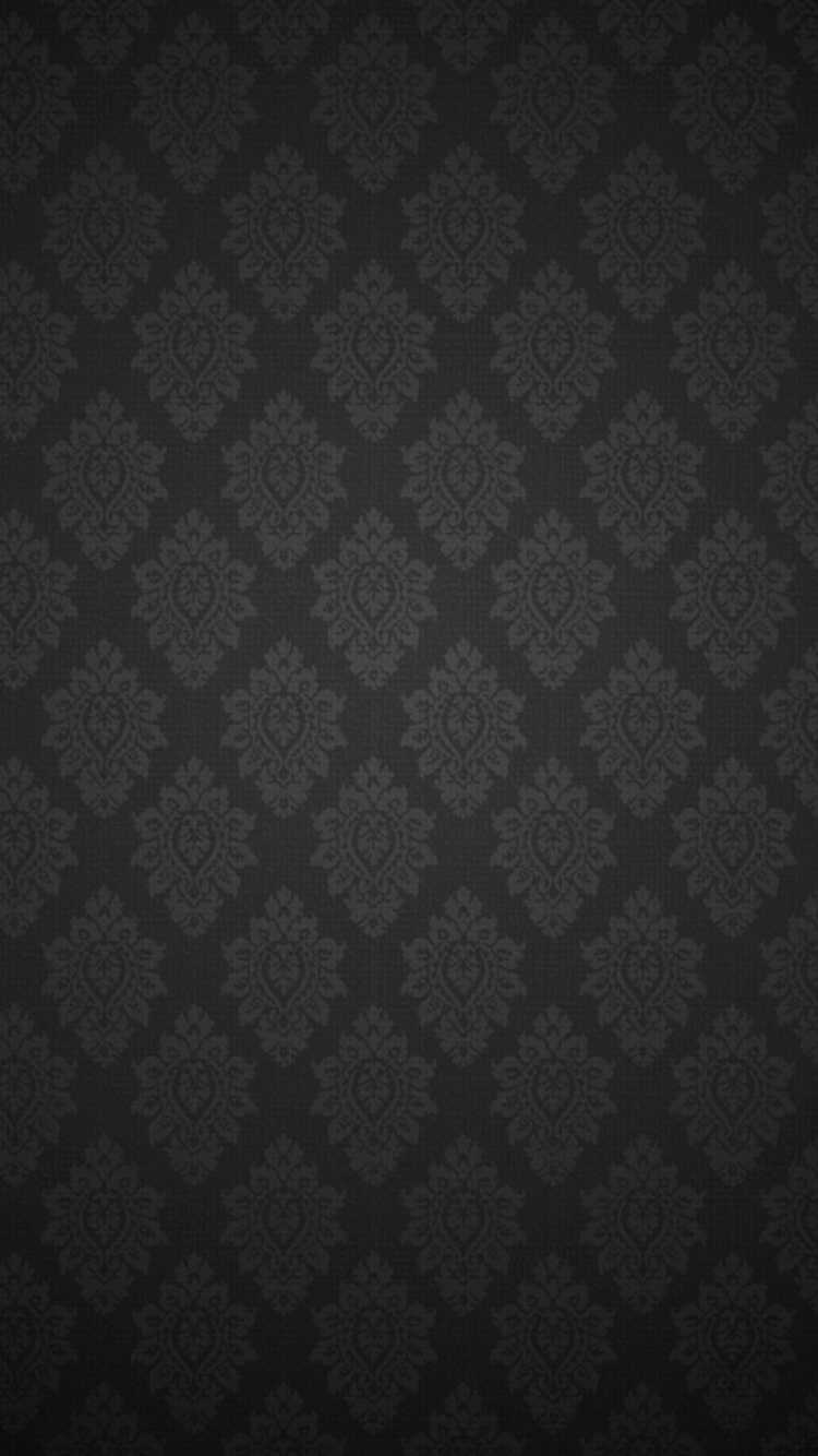 Обои Black Baroque Pattern 750x1334