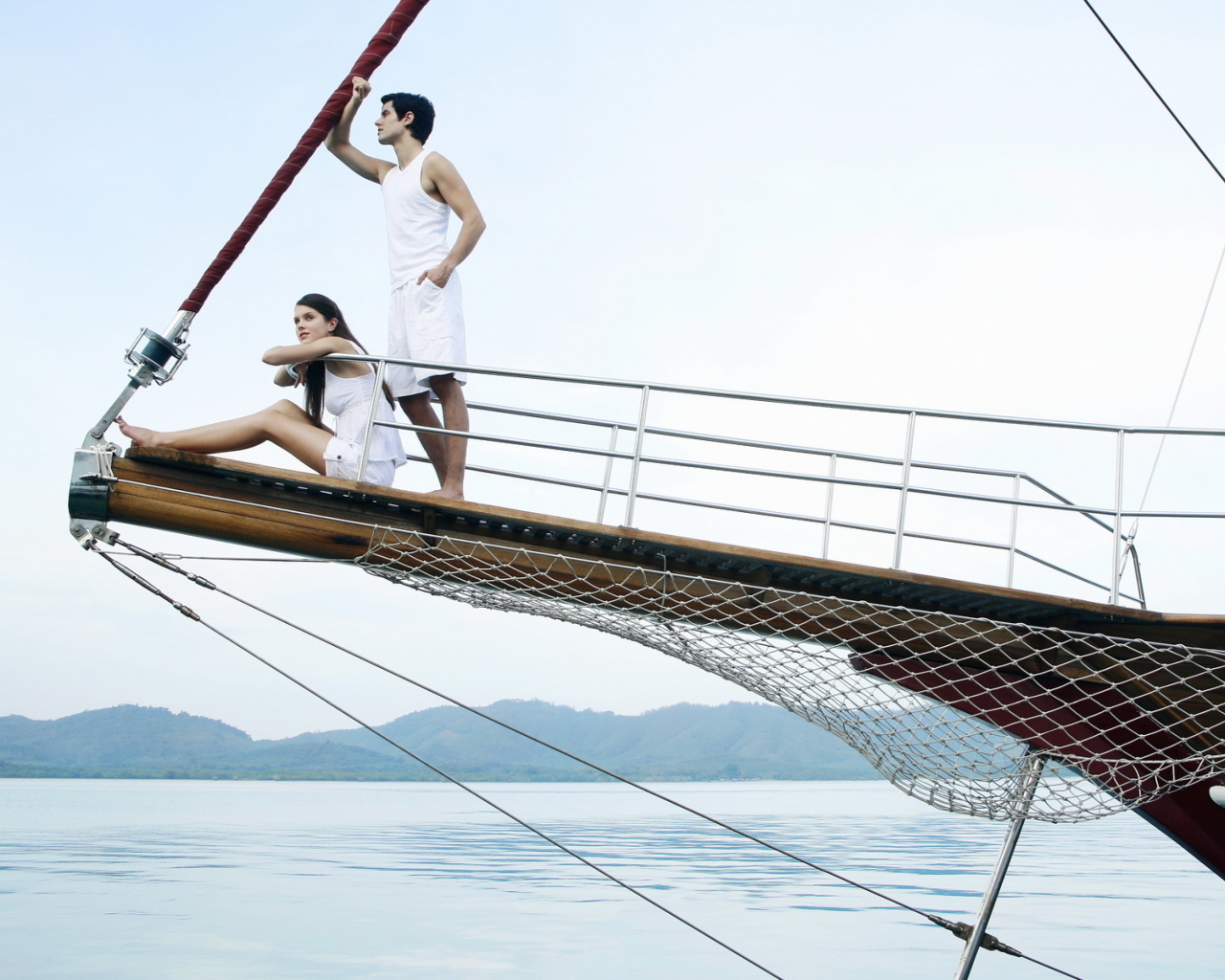 Two Sailors On Yacht wallpaper 1280x1024