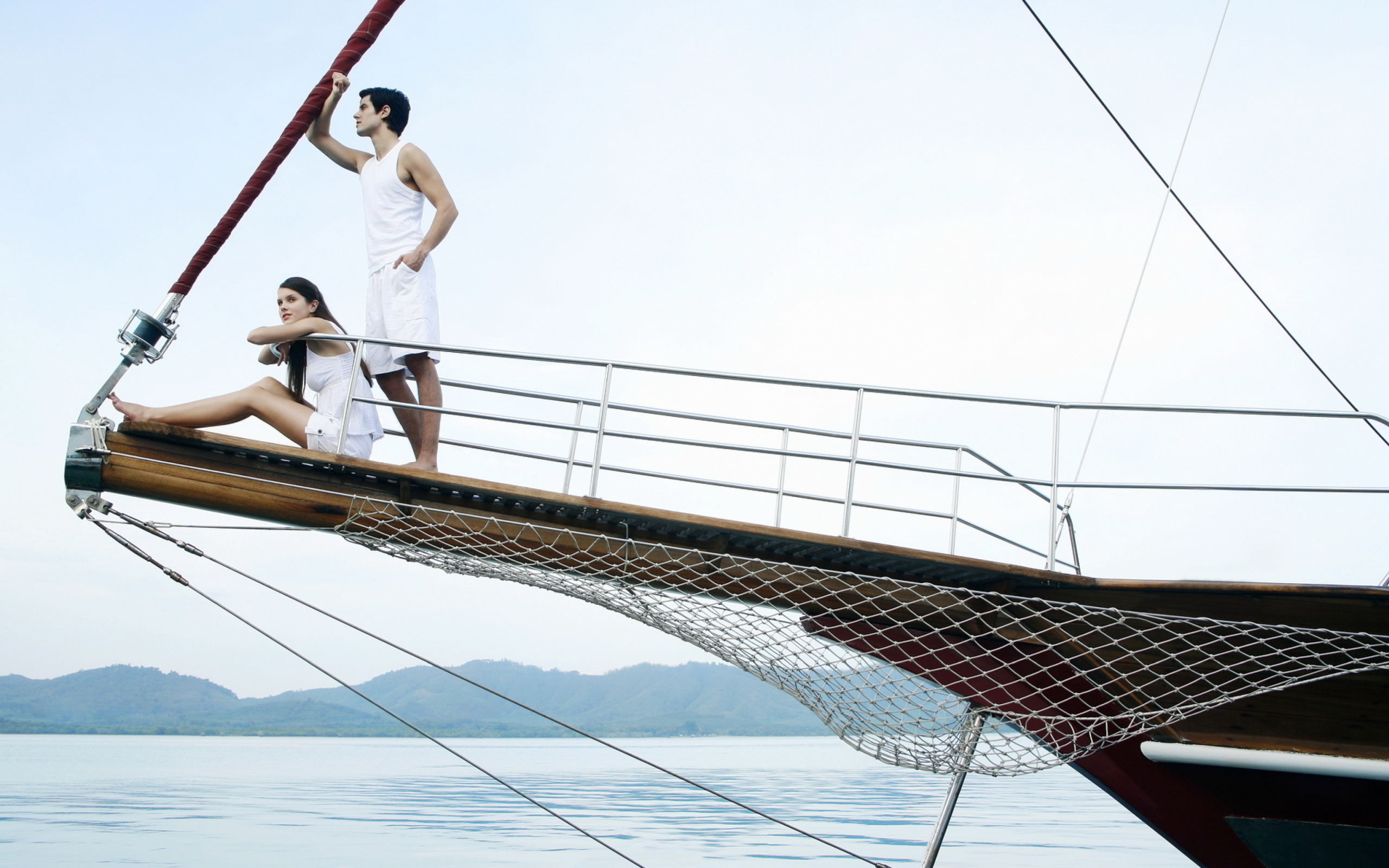 Two Sailors On Yacht wallpaper 2560x1600