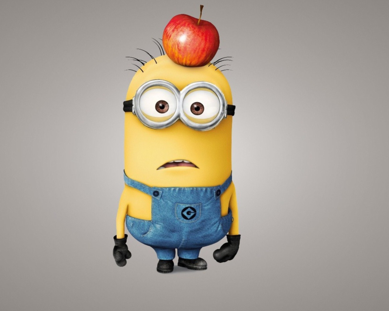 Fondo de pantalla Minion With Apple 1280x1024