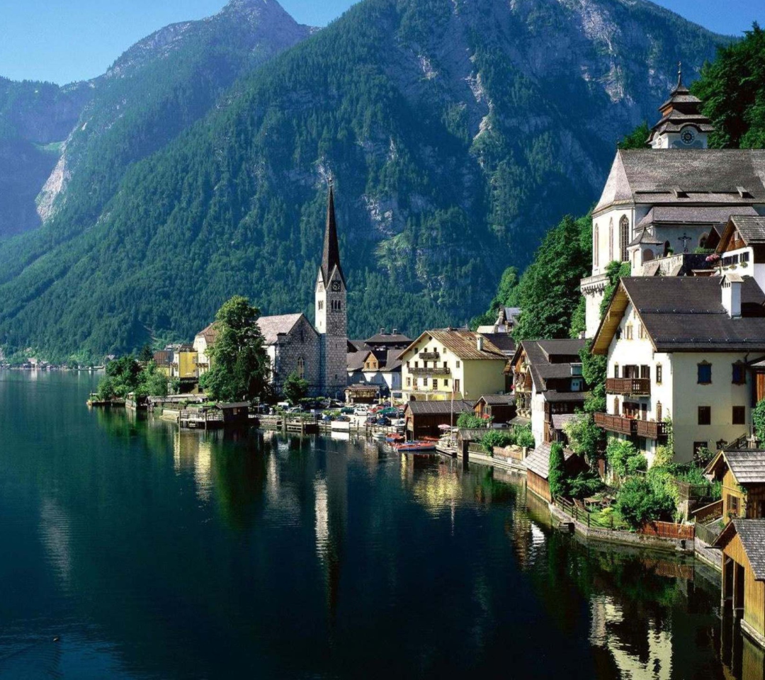 Mountain Lake Town wallpaper 1080x960