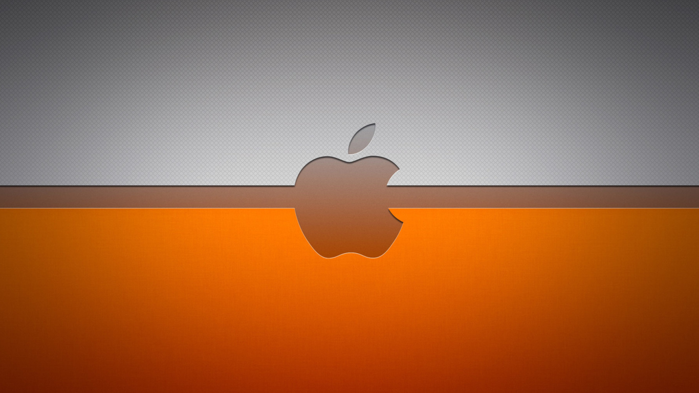 Fondo de pantalla Grey And Orange Apple Logo 1366x768