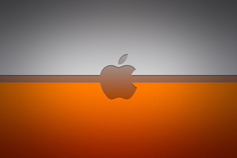 Обои Grey And Orange Apple Logo 480x320