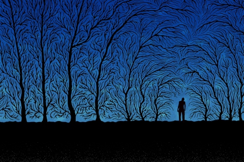 Das Blue Silhouettes Wallpaper 480x320
