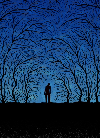 Kostenloses Blue Silhouettes Wallpaper für 240x320