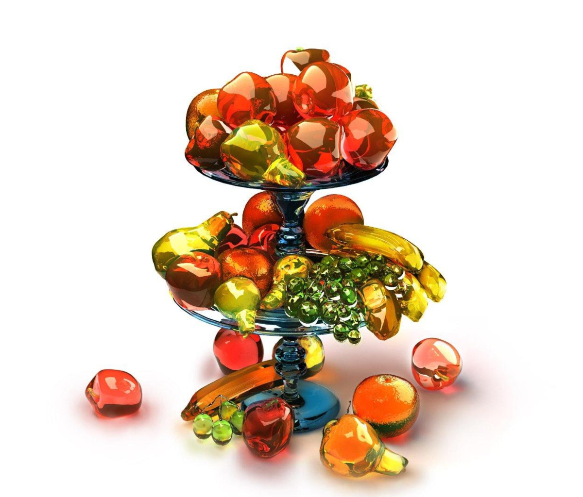 Das 3D Glass Fruits Wallpaper 1200x1024