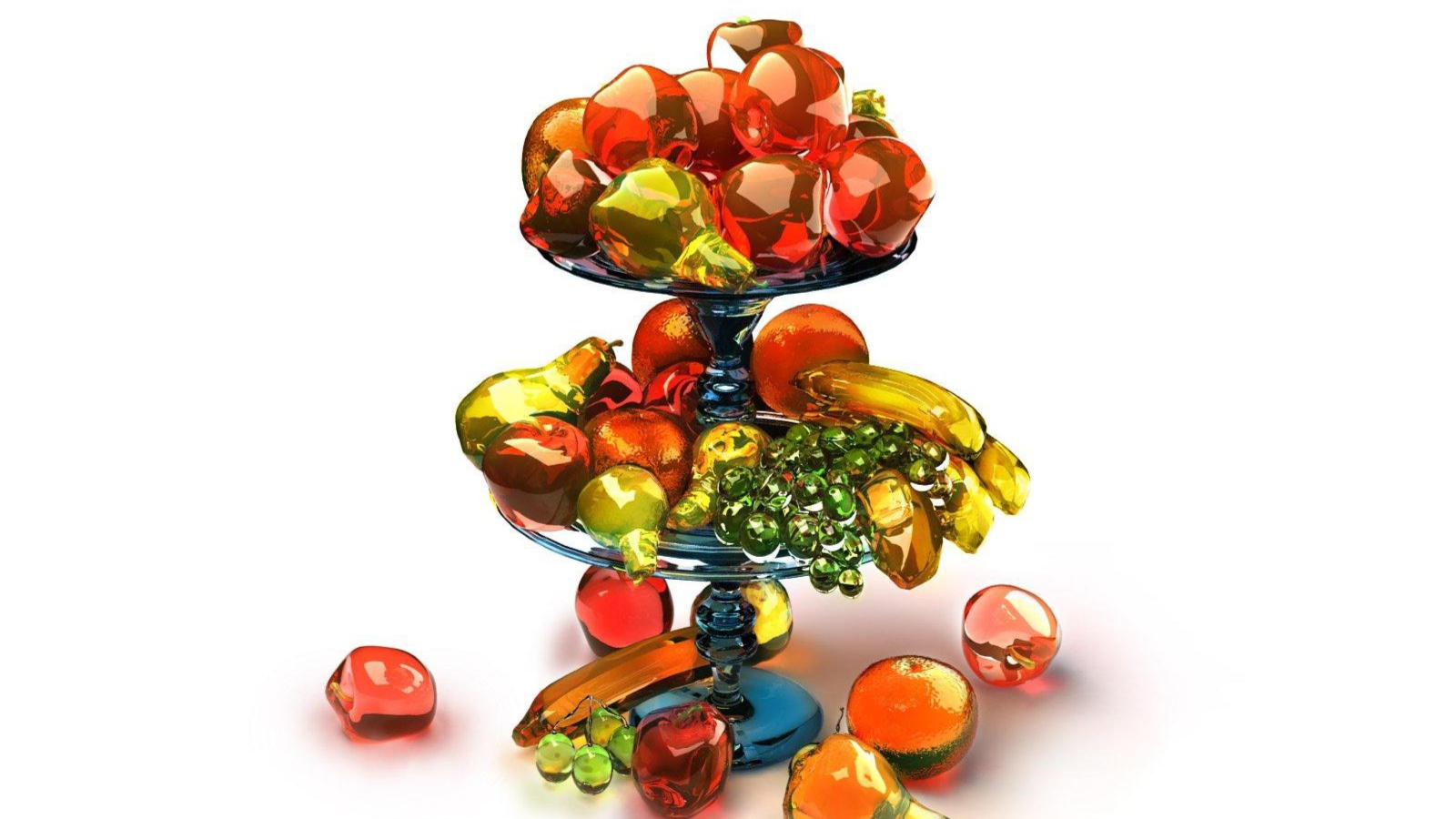 Fondo de pantalla 3D Glass Fruits 1600x900