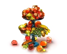 Das 3D Glass Fruits Wallpaper 220x176
