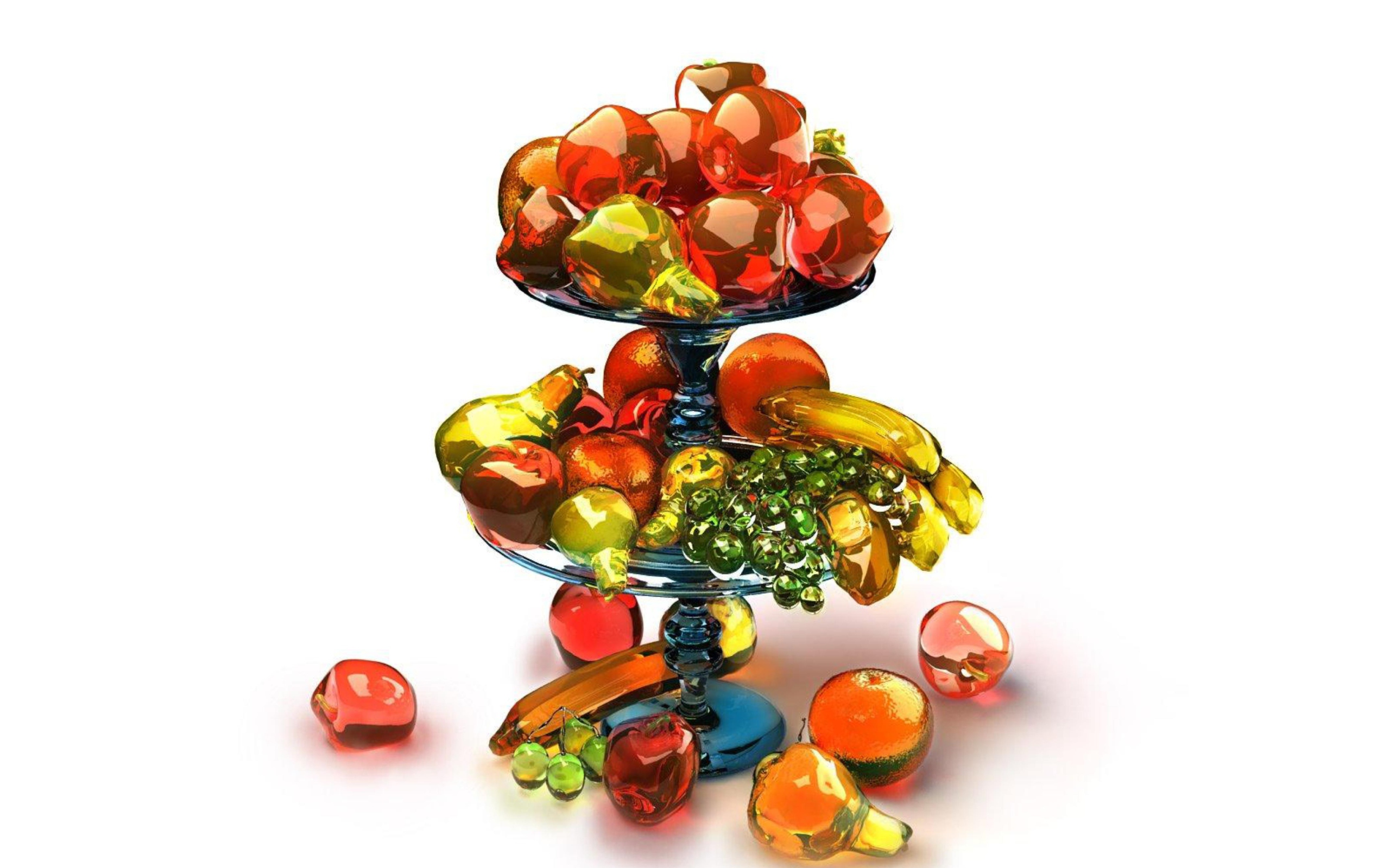 Das 3D Glass Fruits Wallpaper 2560x1600