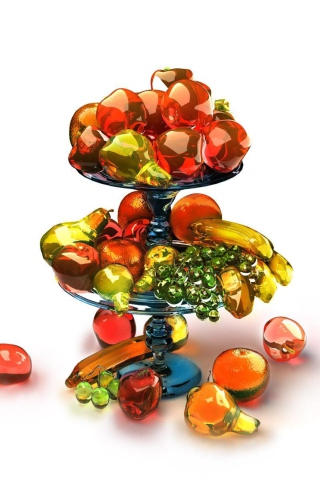 Das 3D Glass Fruits Wallpaper 320x480