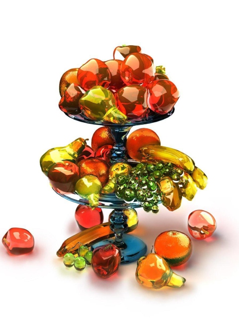 Fondo de pantalla 3D Glass Fruits 480x640