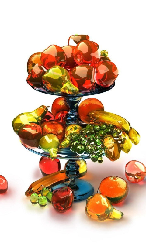 Das 3D Glass Fruits Wallpaper 480x800