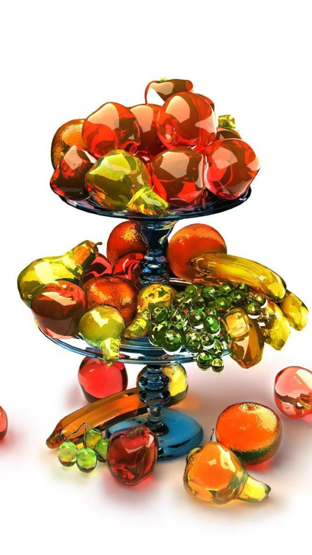 Das 3D Glass Fruits Wallpaper 640x1136