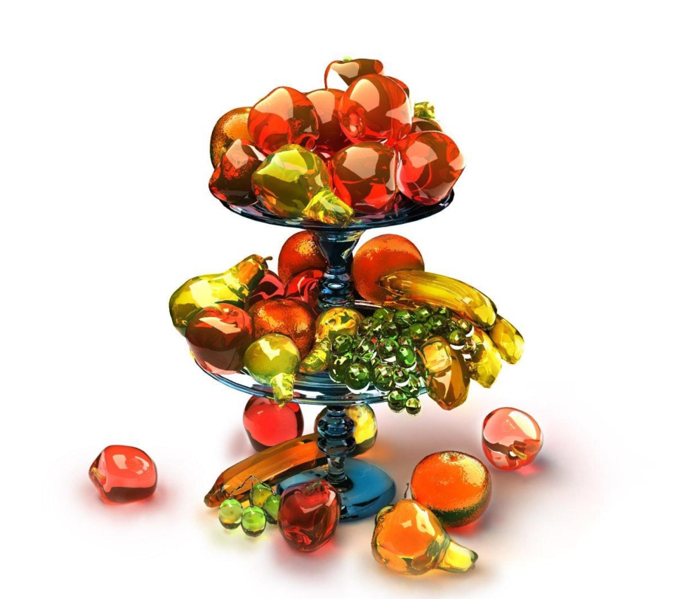 Das 3D Glass Fruits Wallpaper 960x854
