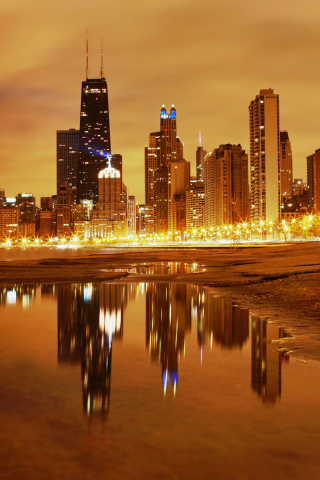 Das Evening In Chicago Wallpaper 320x480