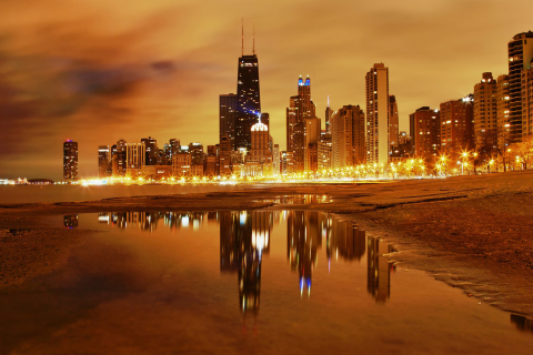 Fondo de pantalla Evening In Chicago 480x320