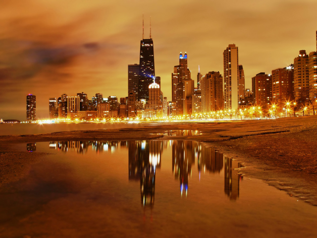 Обои Evening In Chicago 640x480