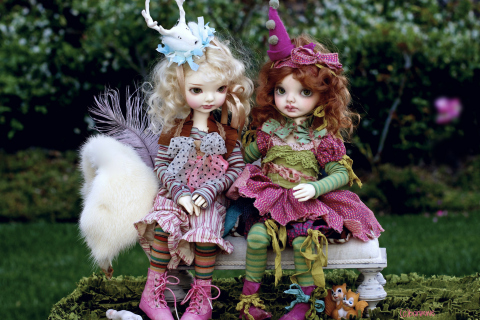 Обои Dolls In Creative Costumes 480x320