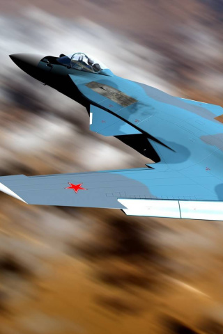 Sukhoi Su 47 Firkin Jet Fighter wallpaper 320x480