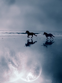 Fondo de pantalla Running Horses 240x320