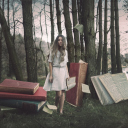 Das Forest Nymph Surrounded By Books Wallpaper 128x128
