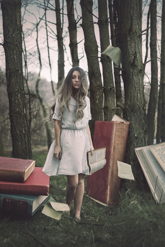 Sfondi Forest Nymph Surrounded By Books 640x960