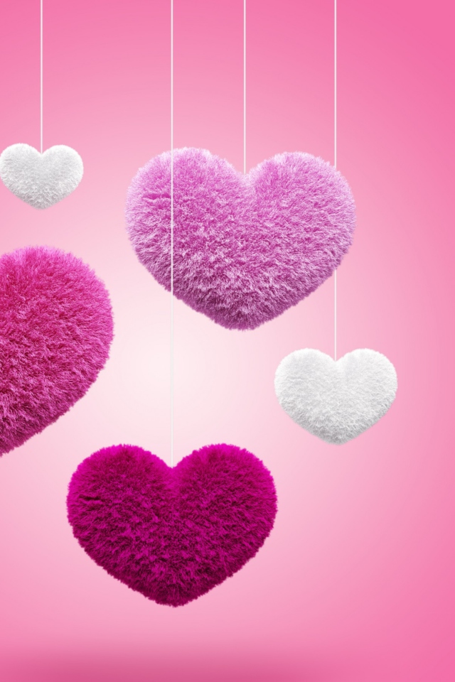Das Fluffy Hearts Wallpaper 640x960