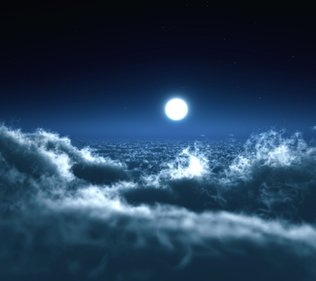 Das Moon Over Clouds Wallpaper 1080x960