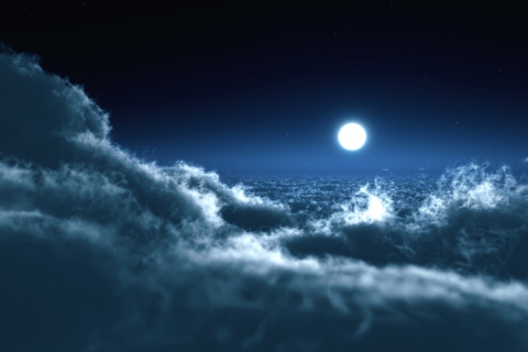Das Moon Over Clouds Wallpaper 480x320
