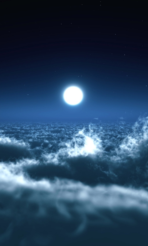 Обои Moon Over Clouds 480x800