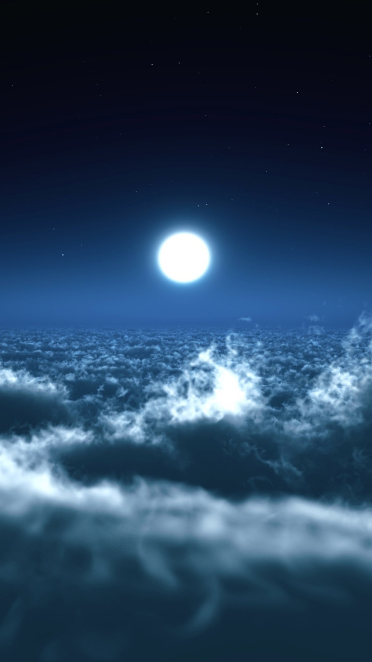 Fondo de pantalla Moon Over Clouds 750x1334