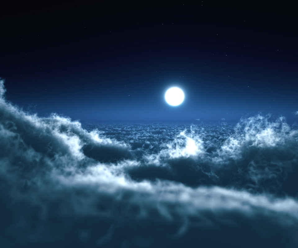 Das Moon Over Clouds Wallpaper 960x800