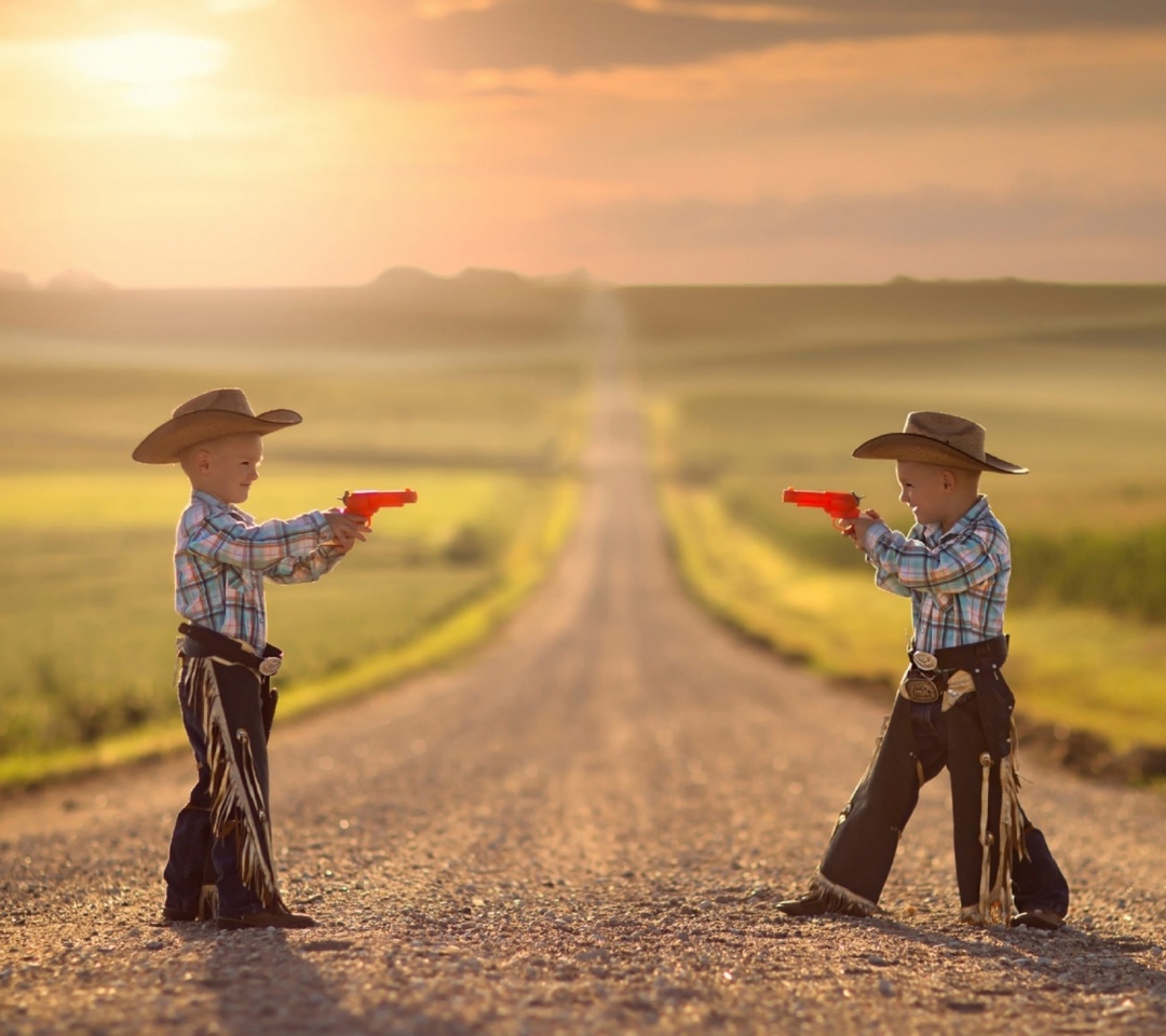 Children cowboys wallpaper 1080x960