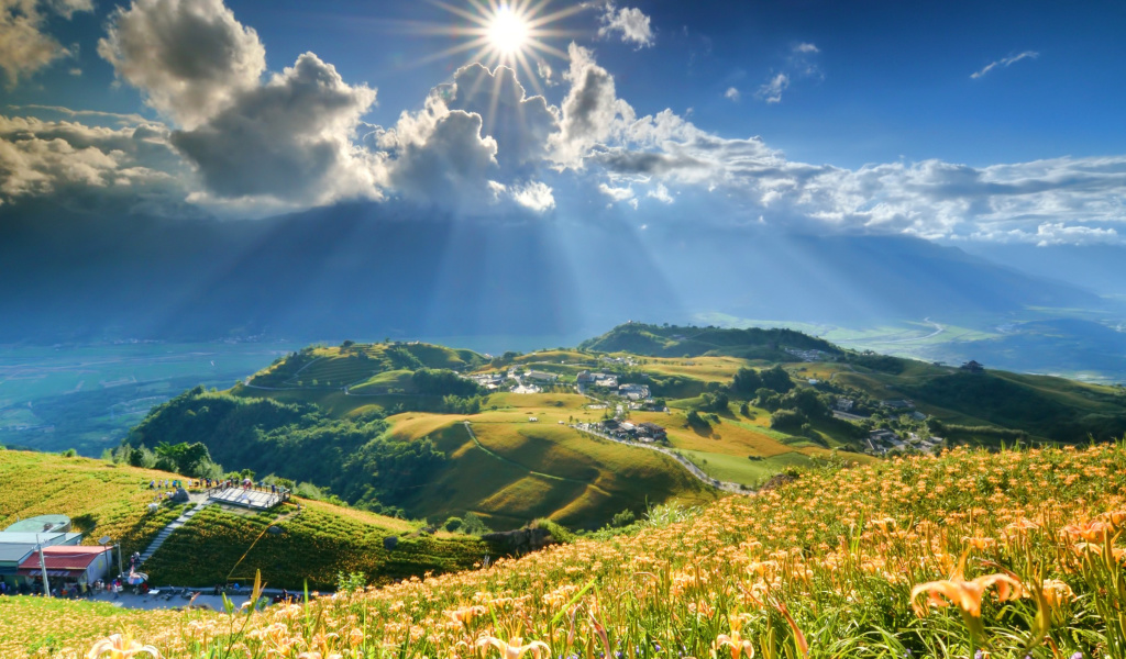 Sunrise in Tignes, France wallpaper 1024x600