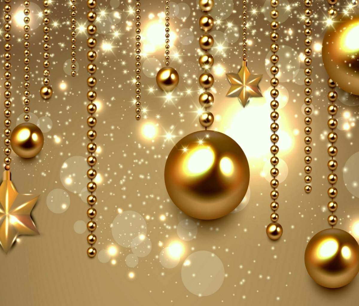 Sfondi Golden Christmas Balls 1200x1024