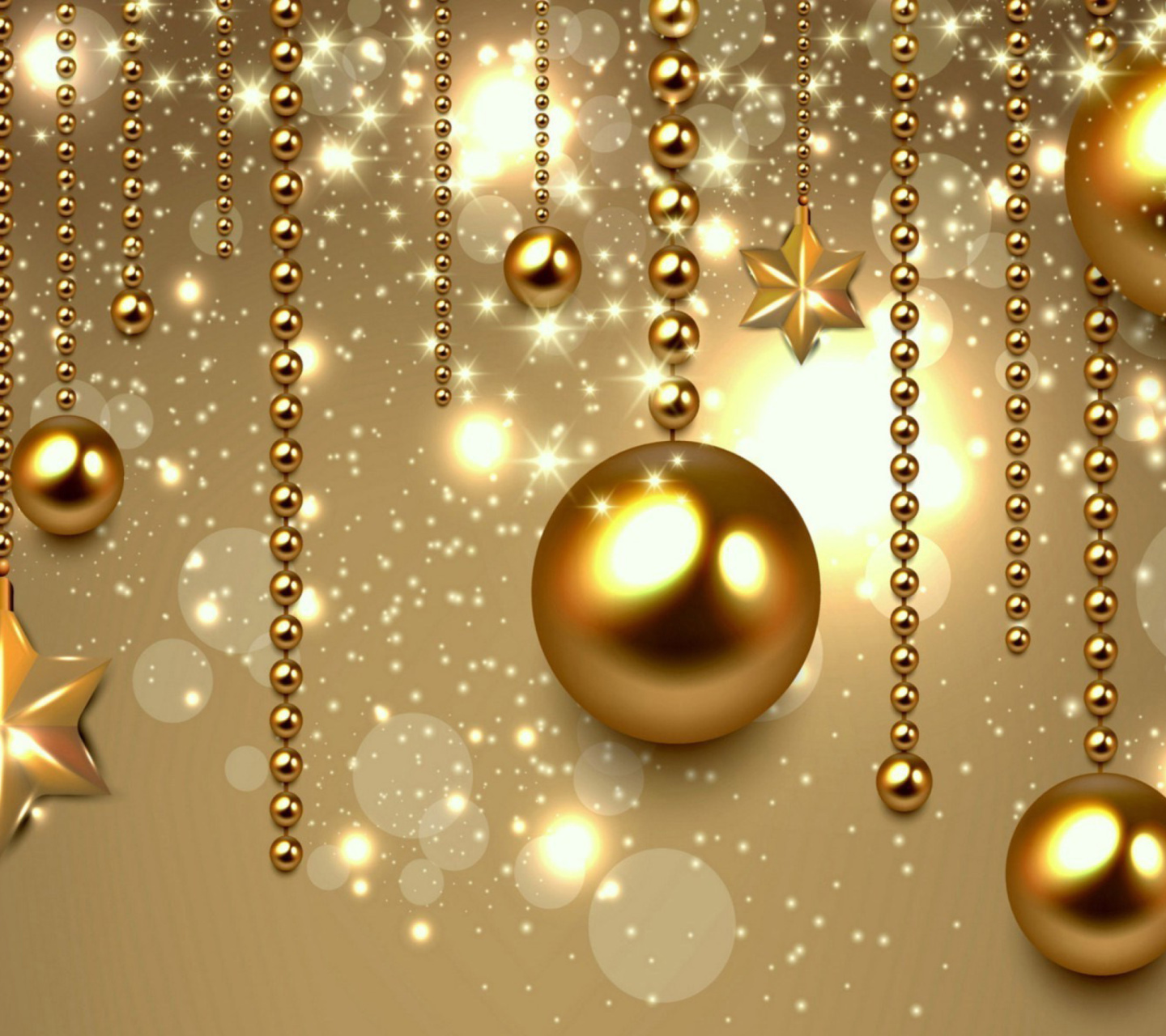Das Golden Christmas Balls Wallpaper 1440x1280