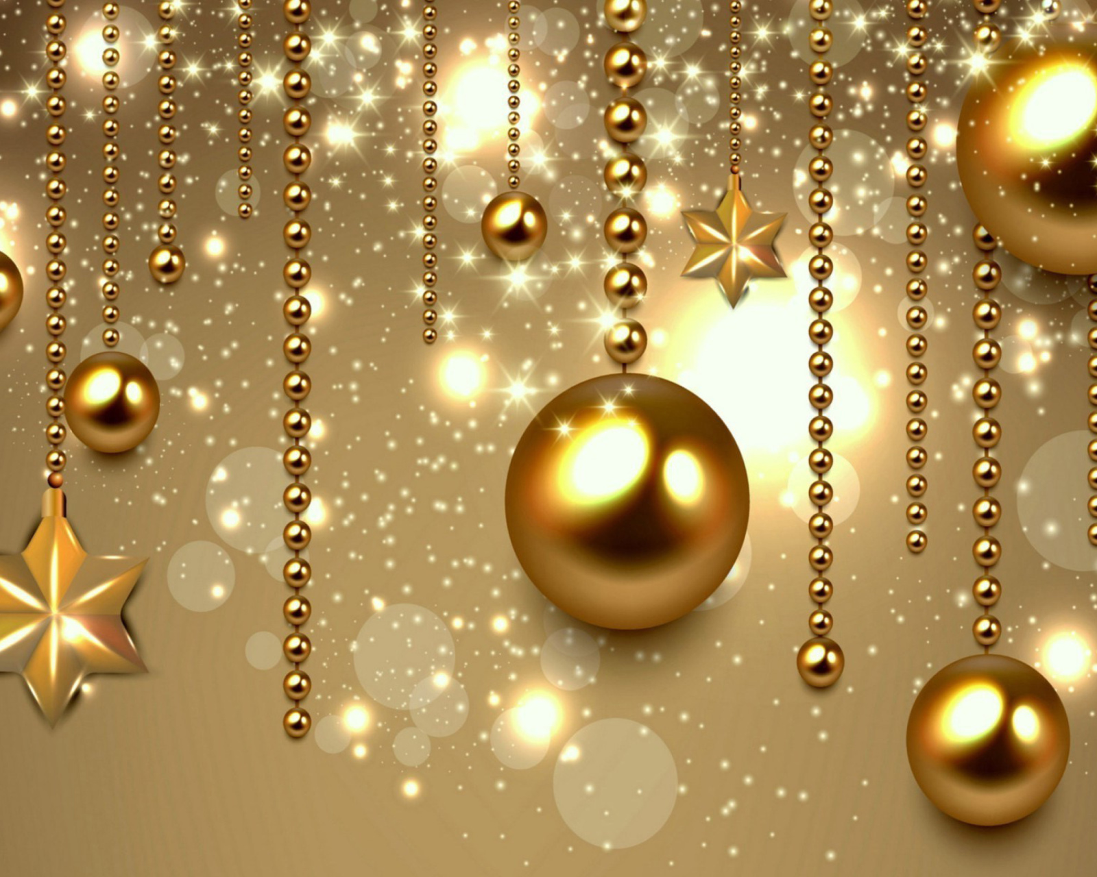 Golden Christmas Balls wallpaper 1600x1280