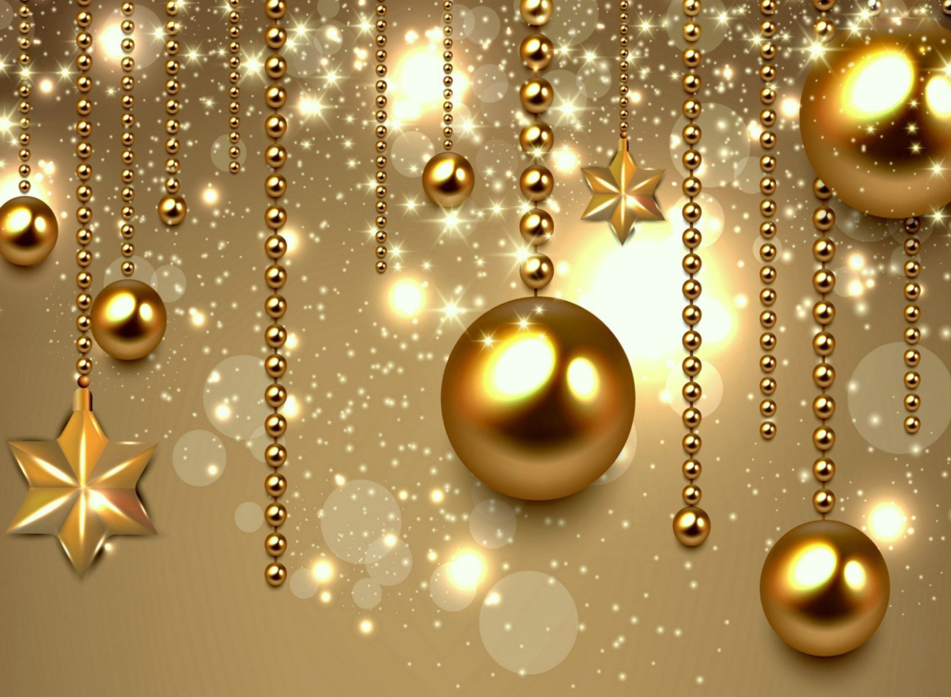 Fondo de pantalla Golden Christmas Balls 1920x1408