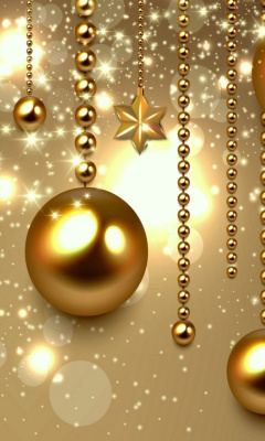 Обои Golden Christmas Balls 240x400
