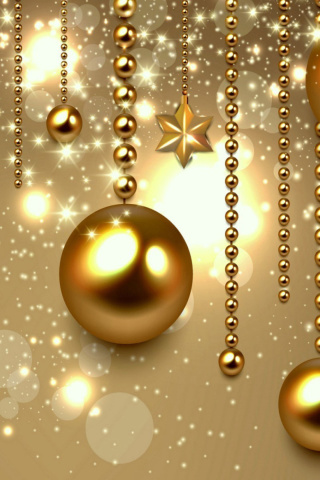 Обои Golden Christmas Balls 320x480