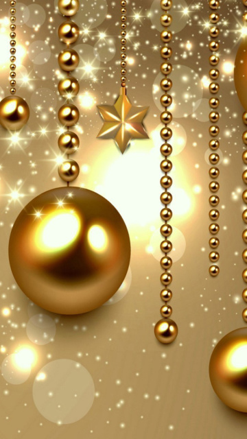 Das Golden Christmas Balls Wallpaper 360x640