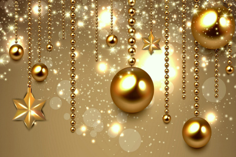 Golden Christmas Balls wallpaper 480x320