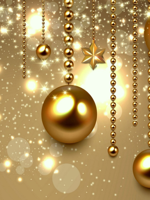 Das Golden Christmas Balls Wallpaper 480x640
