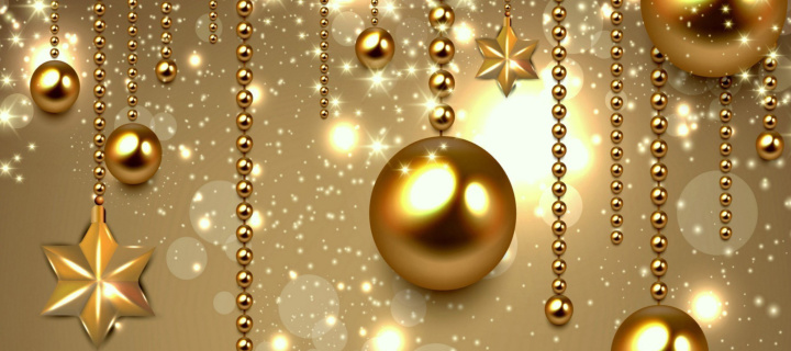 Golden Christmas Balls wallpaper 720x320