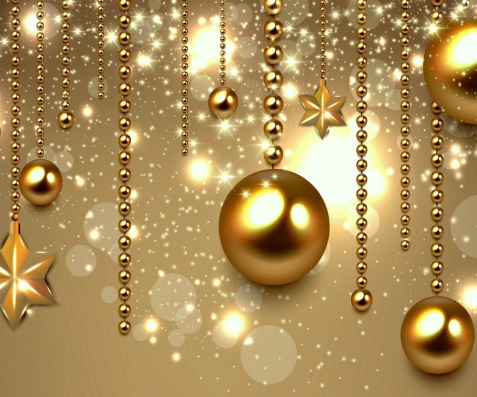 Das Golden Christmas Balls Wallpaper 960x800