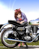 Anime Girl with Bike wallpaper 128x160