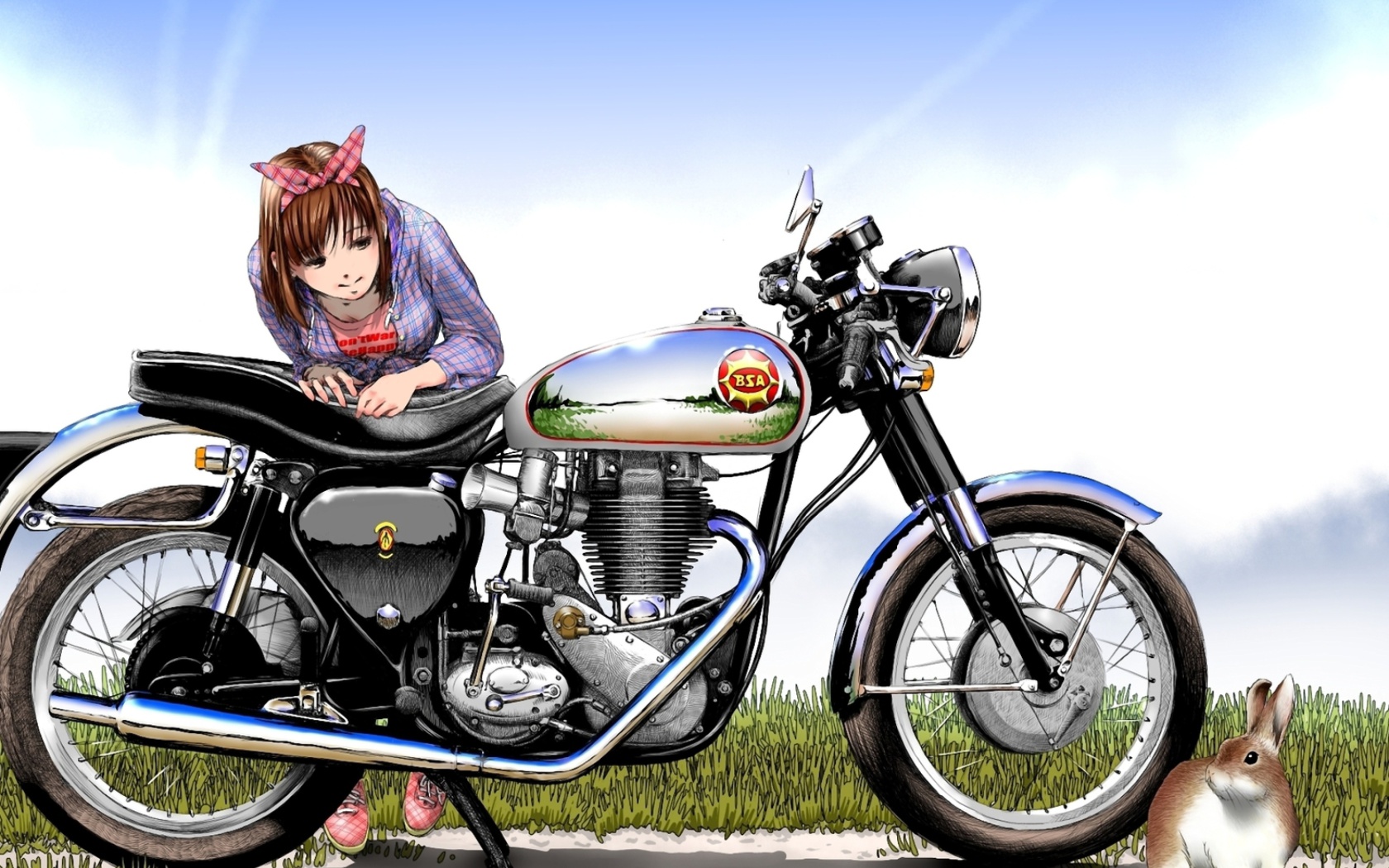 Das Anime Girl with Bike Wallpaper 1680x1050