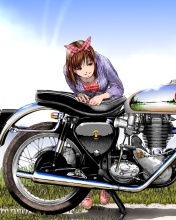 Fondo de pantalla Anime Girl with Bike 176x220